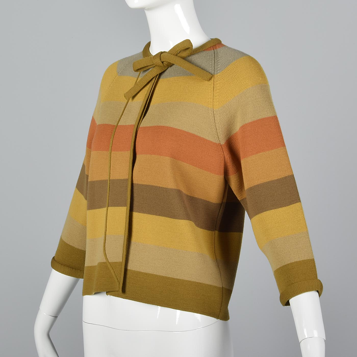 1960s Cropped Sweater with Gold and Orange Stripes