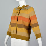1960s Cropped Sweater with Gold and Orange Stripes