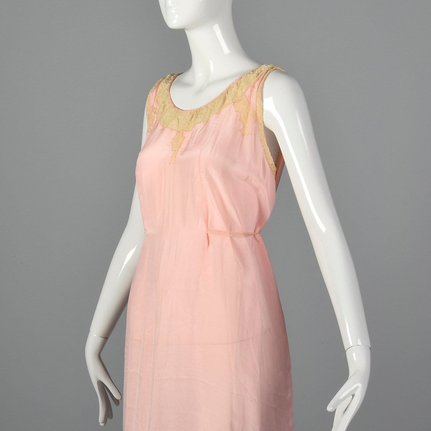 1920s Pink Nightgown with Lace Trim