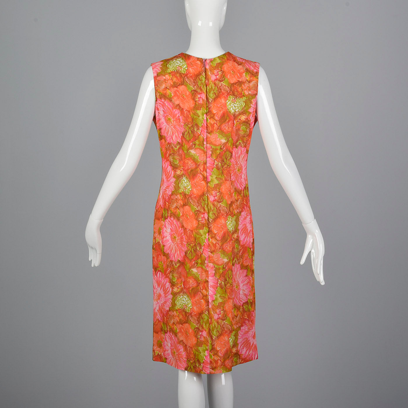 1960s Pink and Orange Floral Shift Dress