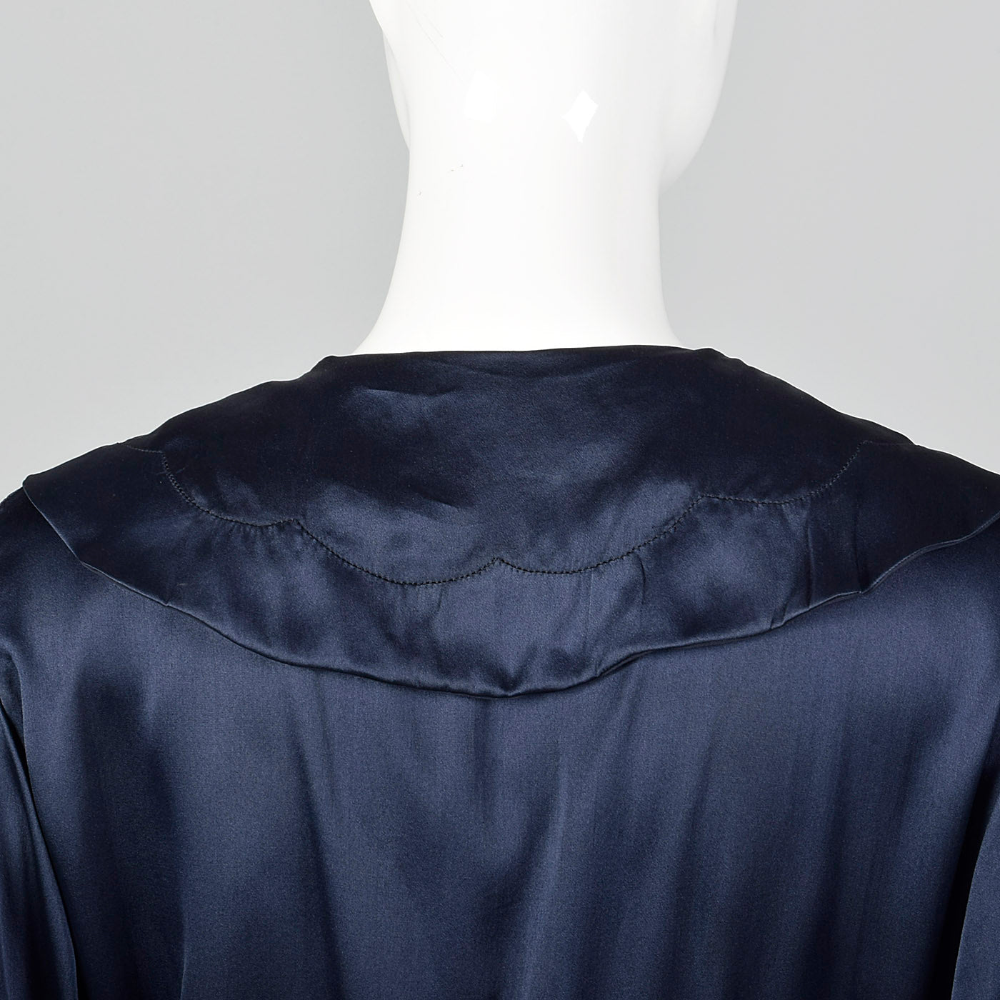 1930s Glamorous Navy Silk Dress