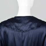 1930s Glamorous Navy Silk Dress
