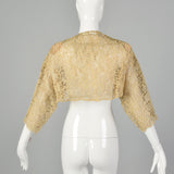 Medium 1950s Beige Lace Bolero Jacket
