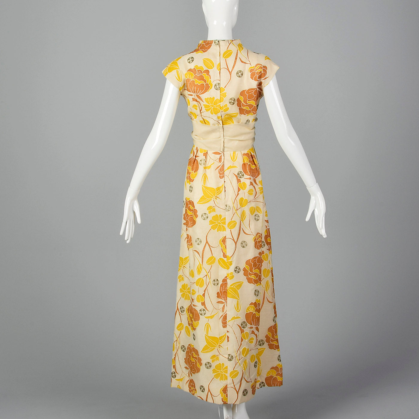 1970s Alfred Shaheen Tie Waist Maxi Dress