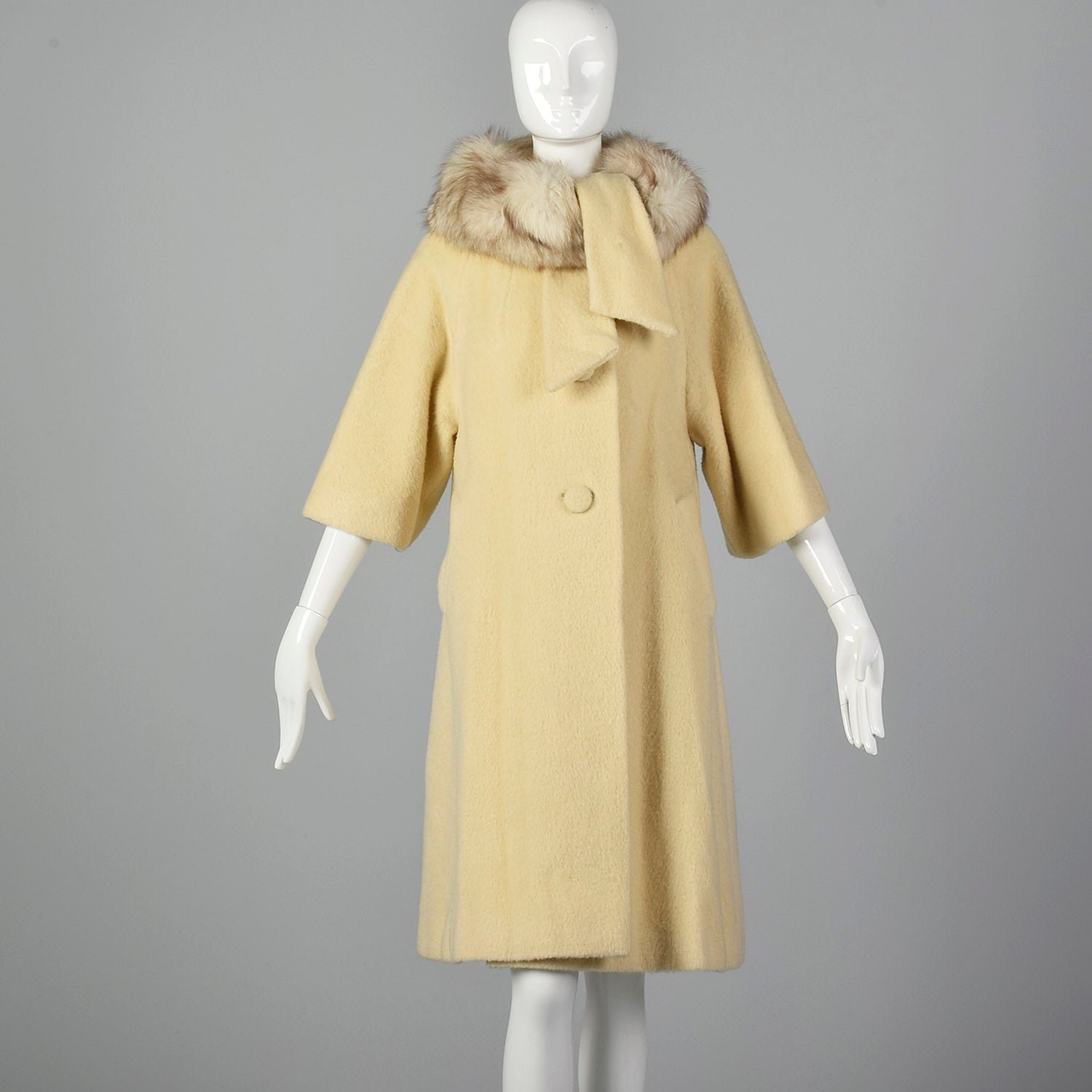 1950s Cream Wool Swing Coat