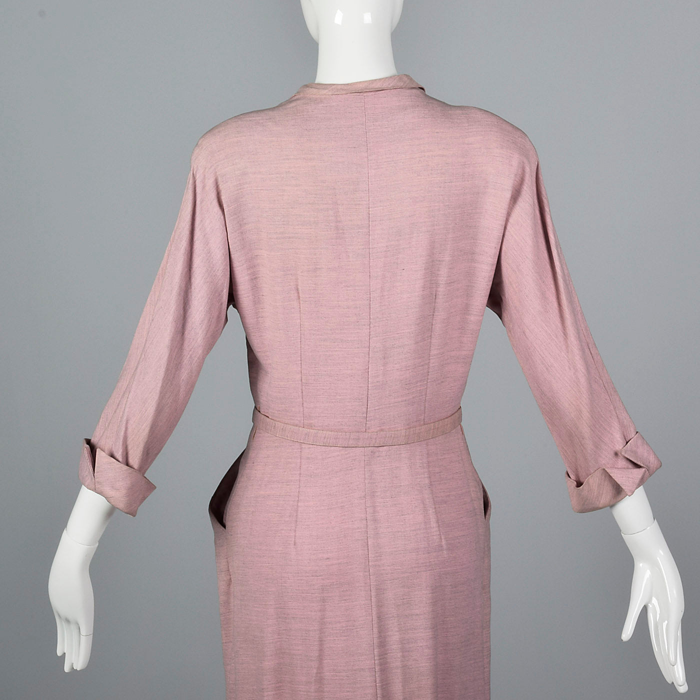 1950s Pink Wool Gabardine Day Dress