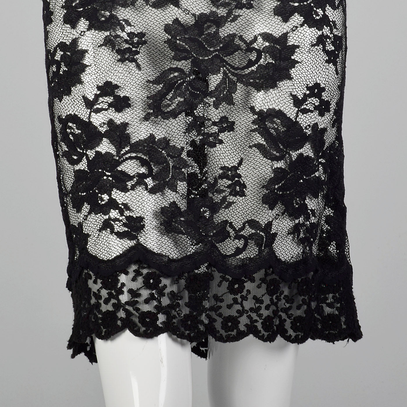 1990s Black Stretch Dress in Sexy Sheer Lace