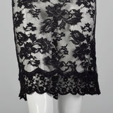 1990s Black Stretch Dress in Sexy Sheer Lace