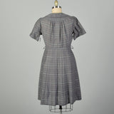 XXL 1950s Gray Plaid Cotton Day Dress Short Sleeve Summer Casual Volup