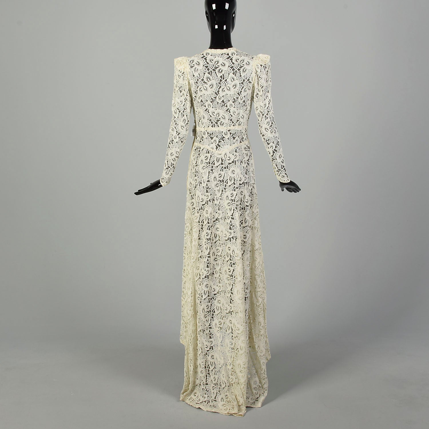 Small 1930s Wedding Dress Lace Sheer Formal Long Sleeve Evening Bridal Gown Small 1930s Wedding Dress Lace Sheer Formal Long Sleeve Evening Bridal Gown