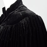 1930s Black Silk Velvet Cape with Cartridge Pleats
