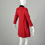 XXS 1980s Christian Dior Coat Mod Military Double Breasted Babydoll Red Winter Designer Outerwear