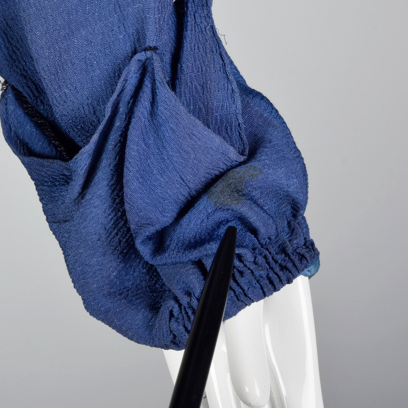 1930s Blue Dress with Ruffle Neckline