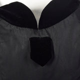 1950s Black Full Length Gown with Velvet Trim
