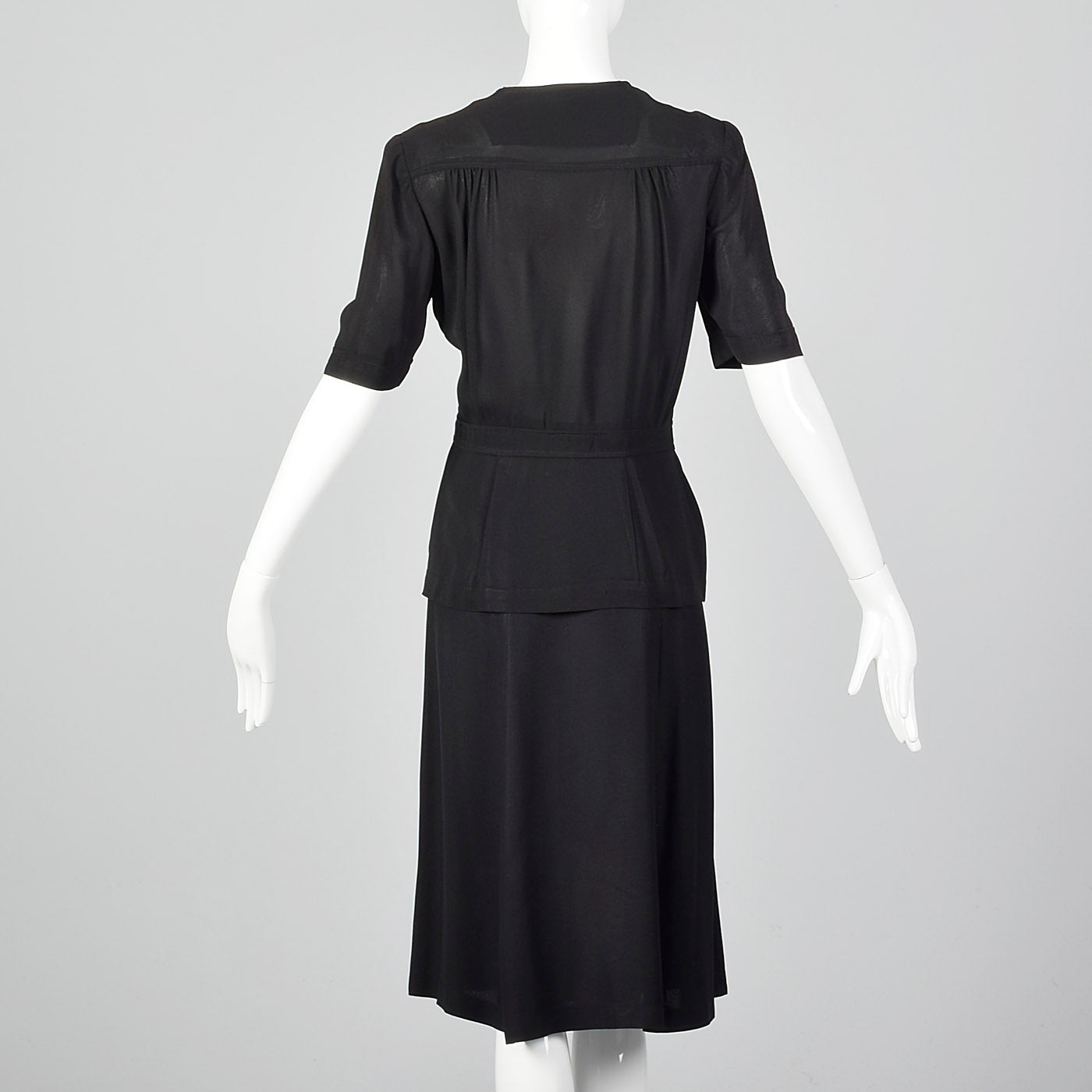 1940s Black Short Sleeve Blouse and Skirt Set