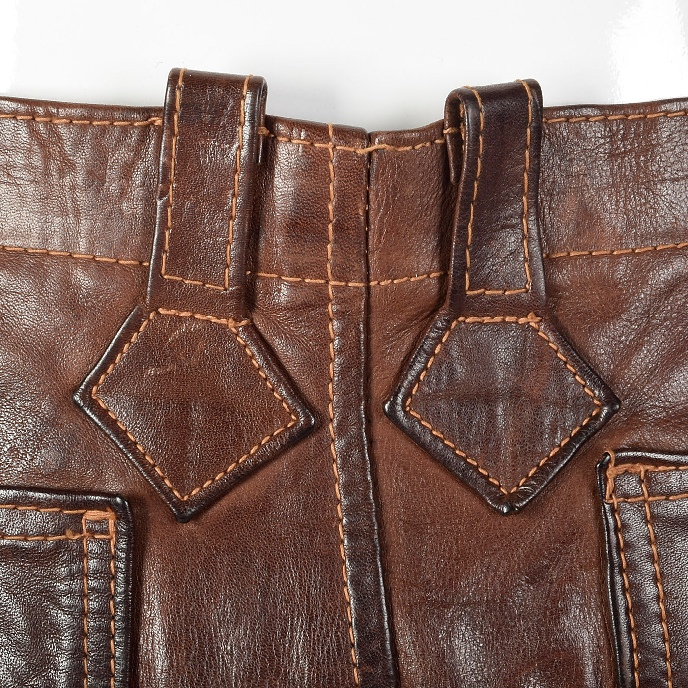 1970s Brown Leather Pants with Antler Buttons