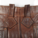 1970s Brown Leather Pants with Antler Buttons