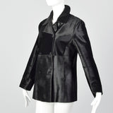 1990s Donna Karan Signature Black Pony Hair Coat