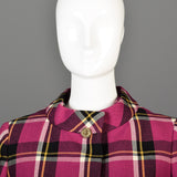 1960s Christian Mann for Marquise Plaid Two Piece Dress and Jacket Set