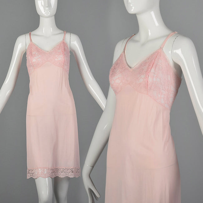 1950s Vanity Fair Pink Slip with Lace Bust