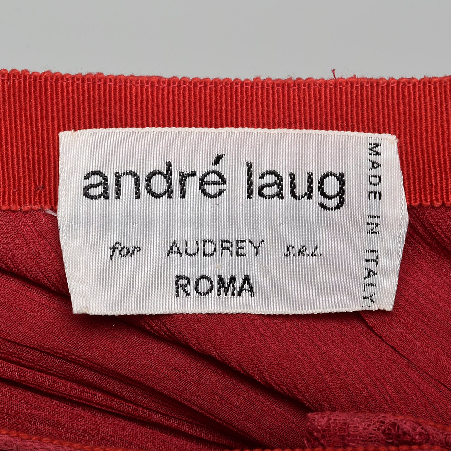 Small 1970s André Laug for Audrey Red Lace Pleated Skirt