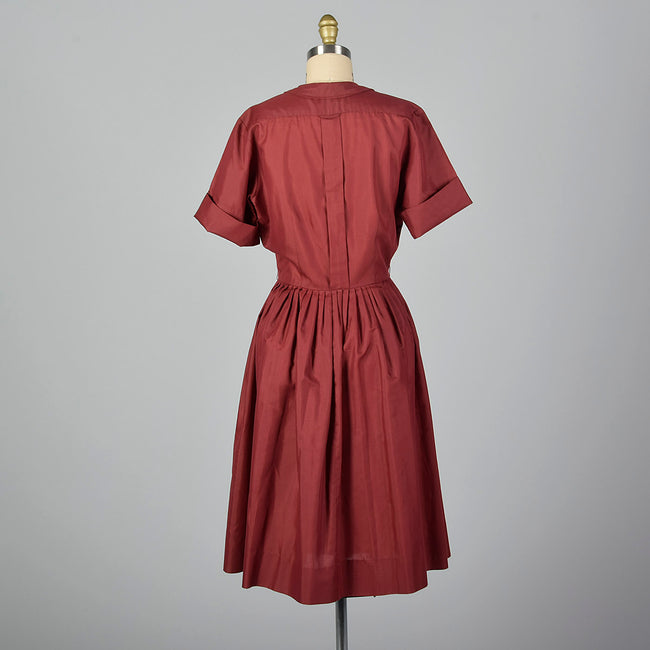1960s Burgundy Shirt Dress