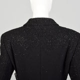 Large 1990s Escada Suit Coat Black Evening Beaded Cocktail Blazer