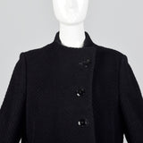 1960s Black Textured Chevron Winter Coat