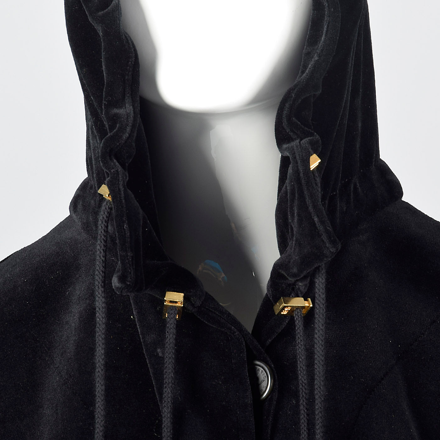 1990s Sonia Rykiel Loose Black Velvet Hooded Coat