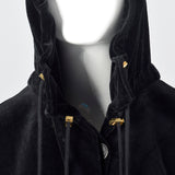 1990s Sonia Rykiel Loose Black Velvet Hooded Coat