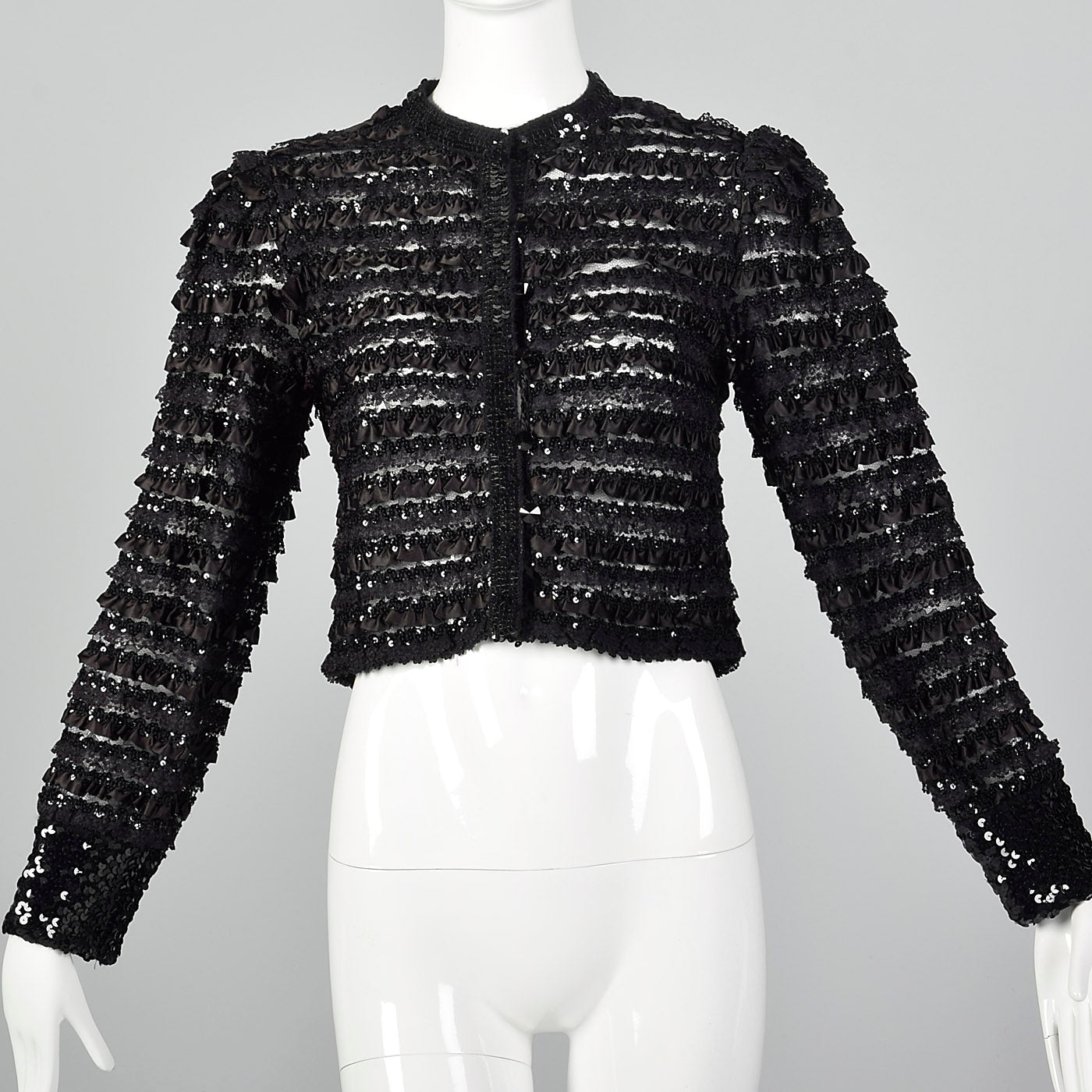 1970s Saks Fifth Avenue Black Lace Jacket