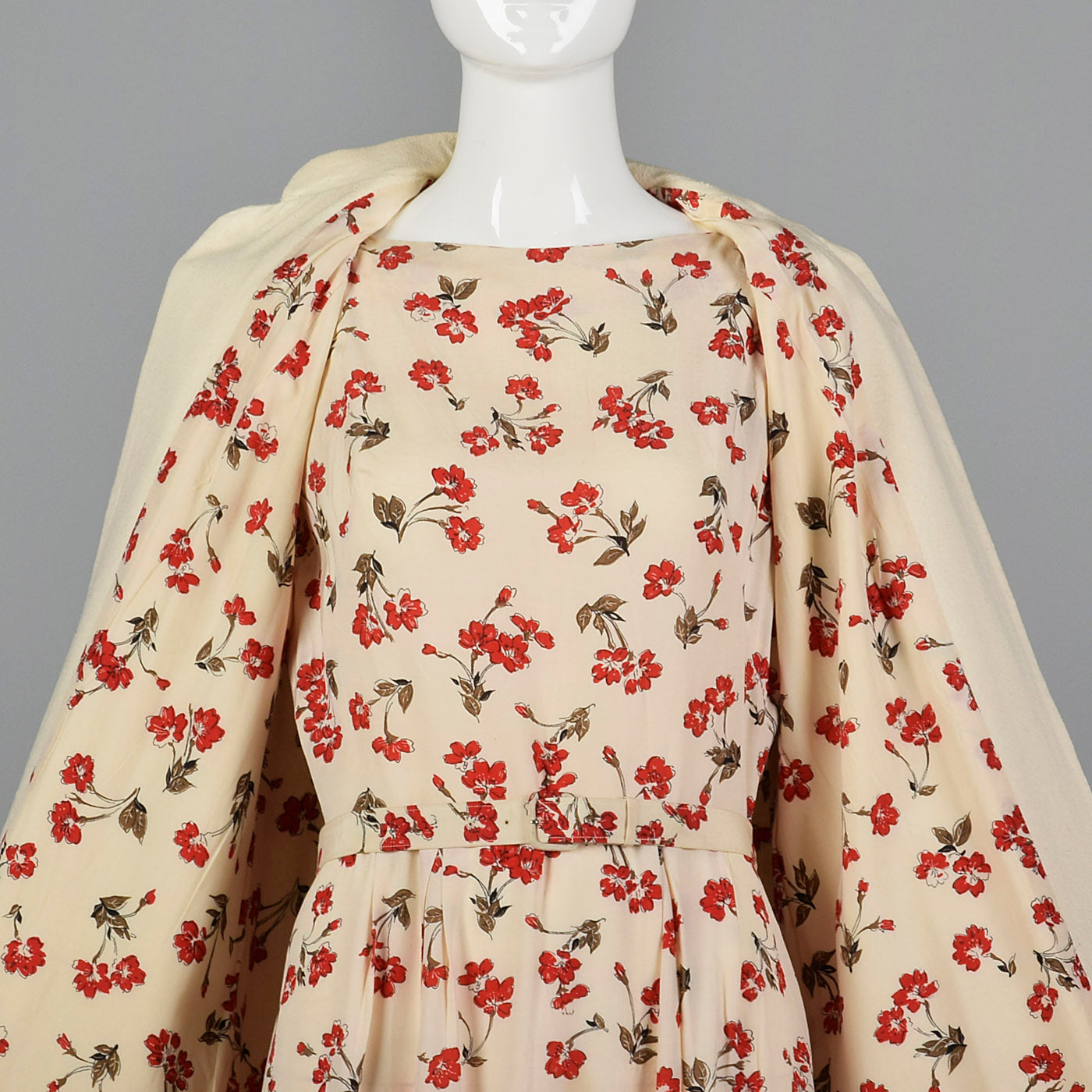 1960s Floral Print Pencil Dress with Matching Jacket
