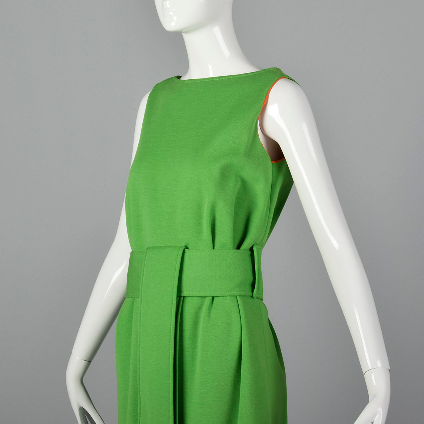 1960s Green Wool Dress with Orange Lining