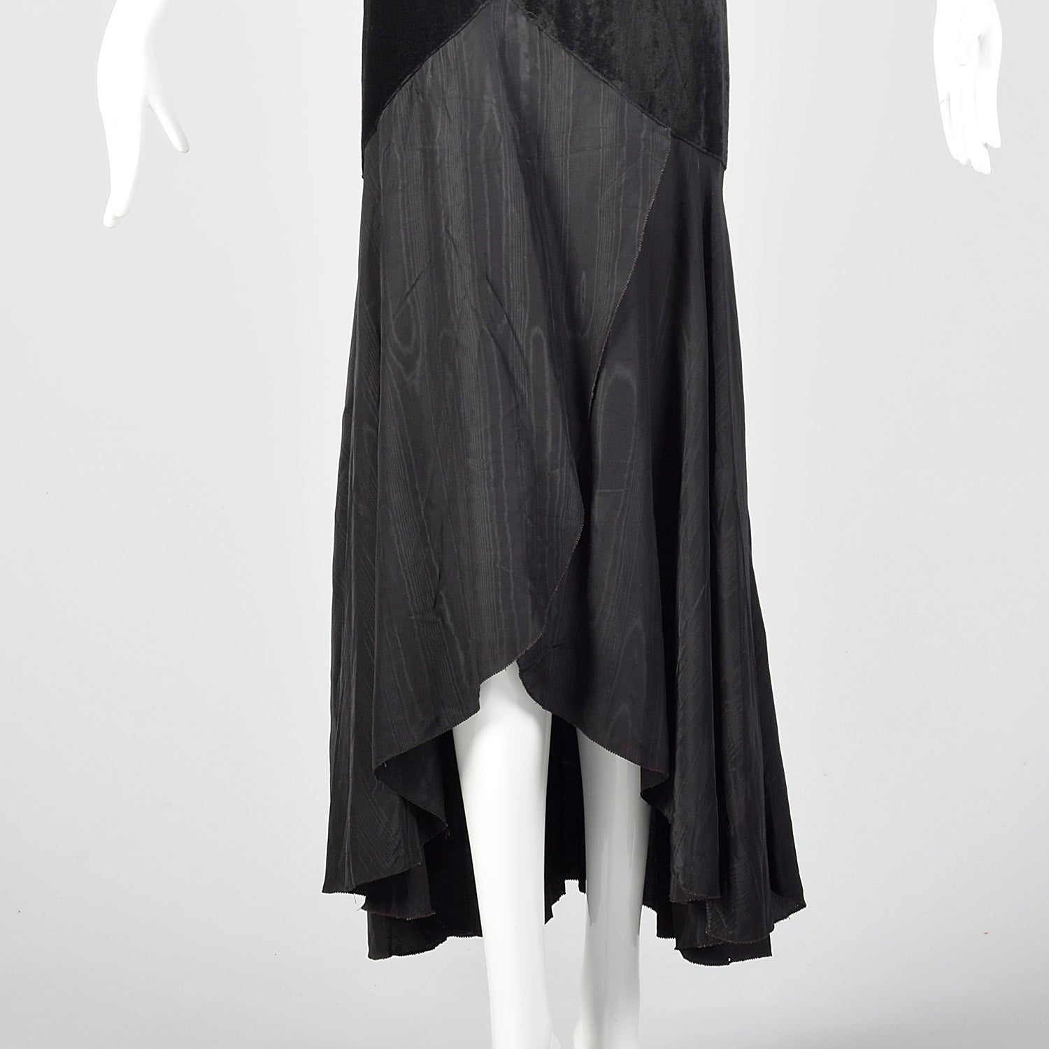 XS 1930s Drop Waist Velvet and Silk Evening Dress