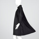 1950s Black Wool Swing Coat with Beaded Collar