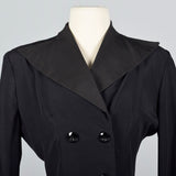 1940s Black Rayon Skirt Suit with Faille Trim