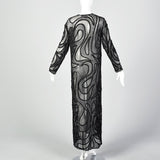 Stunning Bob Mackie Sheer Black Beaded Silk Maxi Jacket