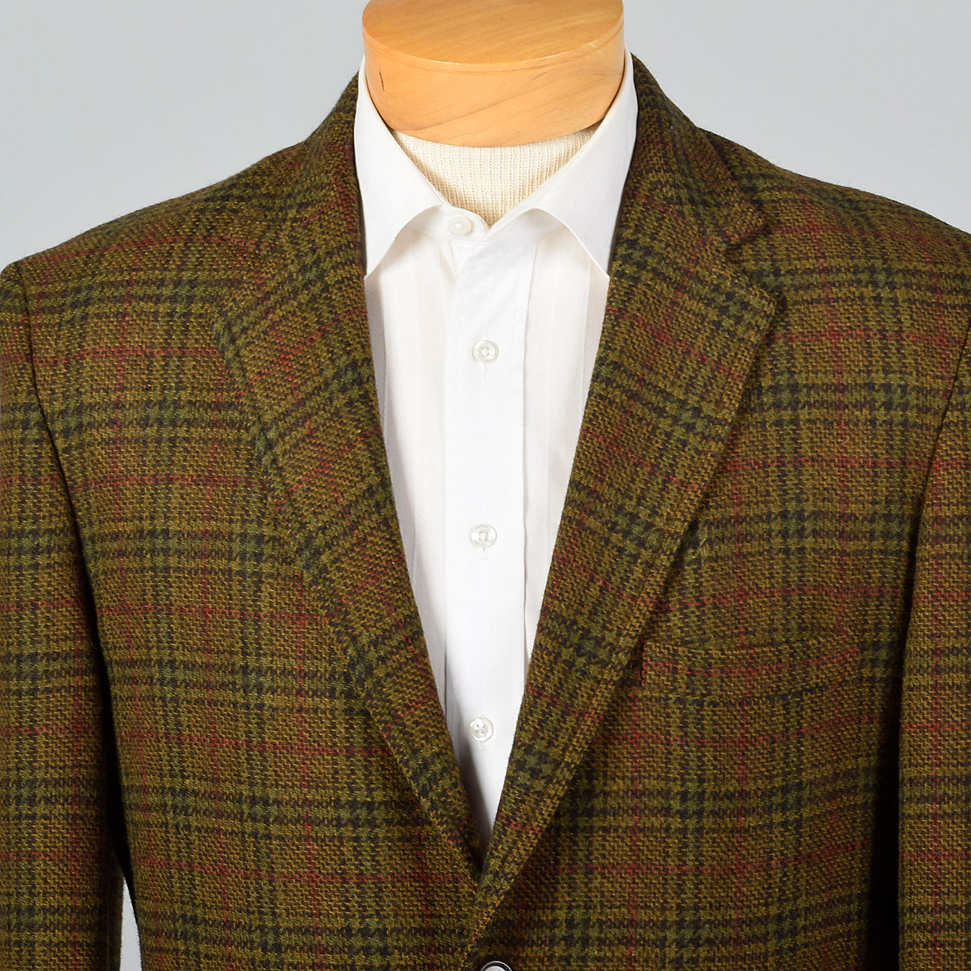 1960s Mens Brown and Red Plaid Jacket