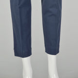 Brunello Cucinelli Blue Capri Pants Mid Rise Tapered Leg Designer Bottoms