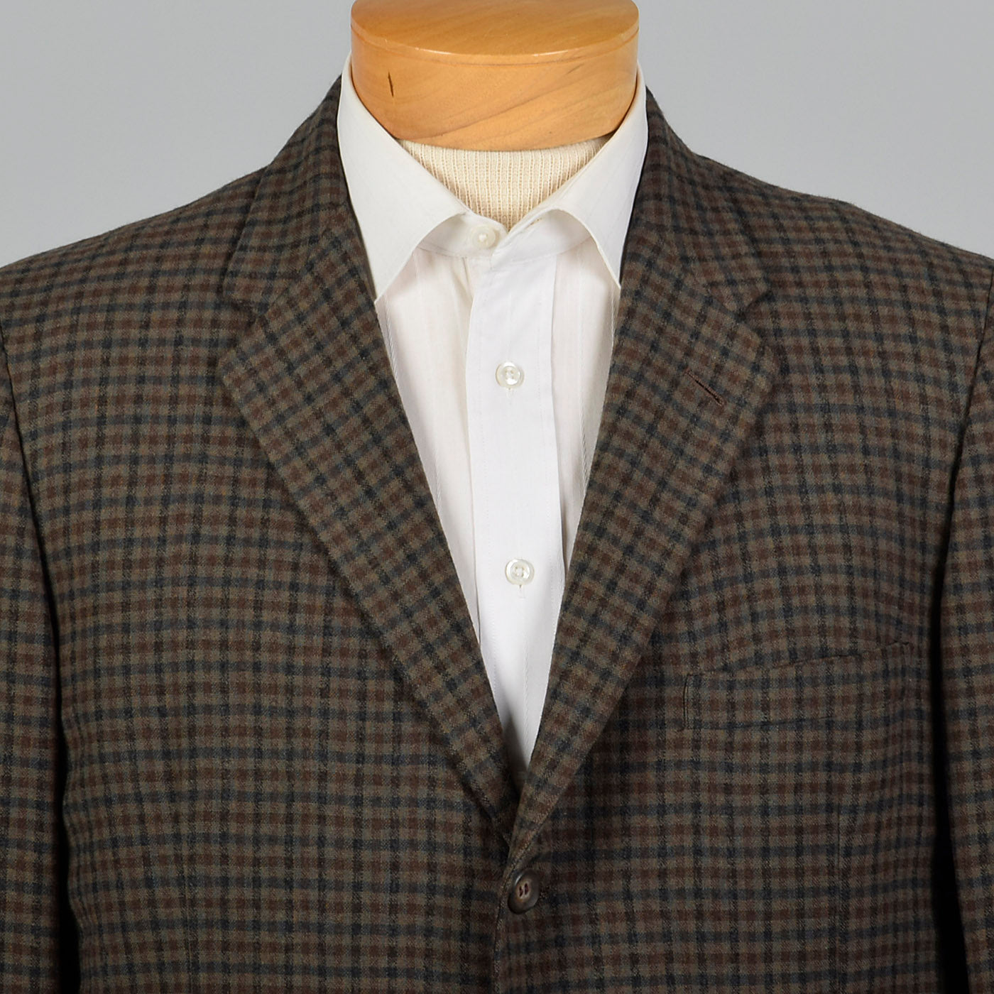 1950s Mens Brown Check Wool Jacket