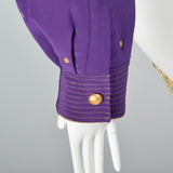 1990s Ellen Tracy Purple Silk Jacket with Metallic Gold Details