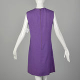 Small 1960s Dress Geoffrey Beene Purple Mini Linen Shift Sleeveless Space Age Mod Designer Dress