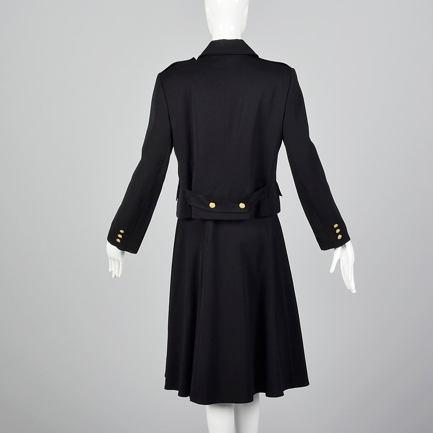 1960s Black Military Inspired Skirt Suit