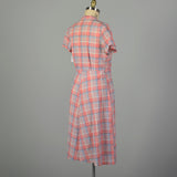 XL 1950s Pink Plaid Summer Day Shirtwaist Dress