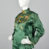 Large 1940s Green Embroidered Lounge Set