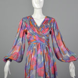 1990s Morton Myles Paint Stroke Silk Dress