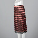 1950s Schiaparelli Pink Half Slip with Layered Black Lace