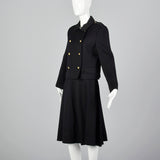 1960s Black Military Inspired Skirt Suit