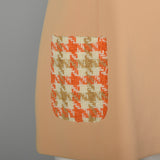 Large 1970s Blazer Set Lilli Ann Tweed Orange Tan Houndstooth Velour Tweed Jacket Mockneck Tunic Top