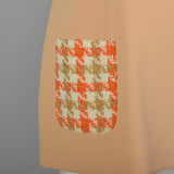 Large 1970s Blazer Set Lilli Ann Tweed Orange Tan Houndstooth Velour Tweed Jacket Mockneck Tunic Top